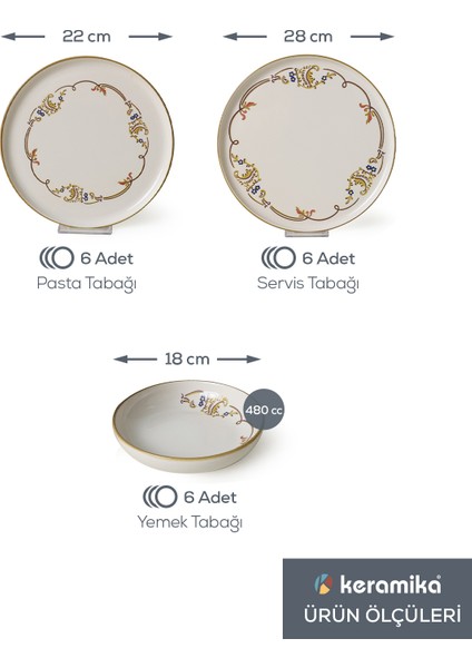 Bronze Bloom Yemek Takımı 18 Parça 6 Kişilik 22926-27-29