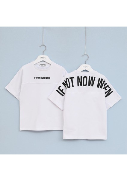 Erkek Çocuk Kısa Kol Bisiklet Yaka Tişört - 16393 - Beyaz