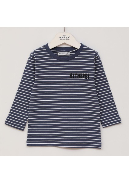 Erkek Çocuk Uzun Kol Ince Tişört - 16499 - Indigo