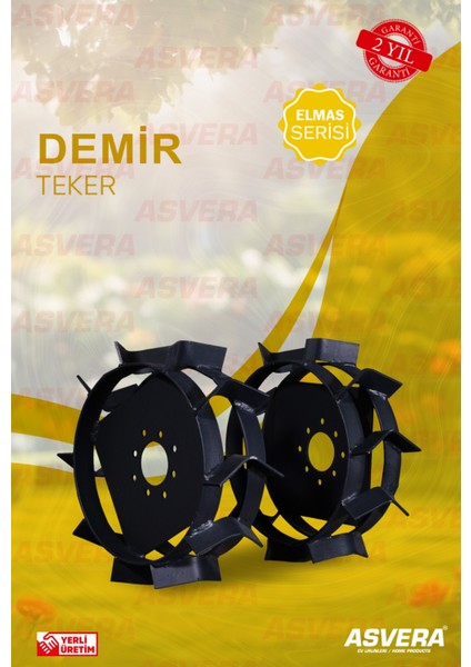 Elmas Serisi Çapa Makinesi Demir Teker 400X8 2 Adet Poryasız Uyumlu 5hp-7hp Benzinli-Dizel