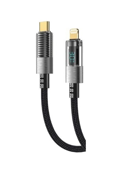 Dijital 30W Type-C To Lightning Örgülü Şarj Kablosu 1 M Siyah (GL-DP02)
