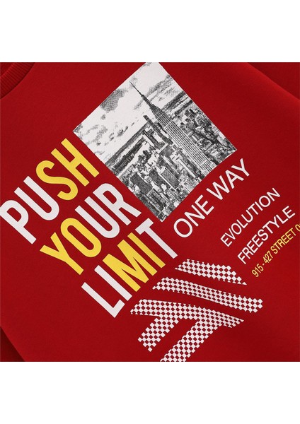 Erkek Çocuk Şardonlu Uzun Kol Kalın Bisiklet Yaka Tişört - 16247 - Bordo fiyatları