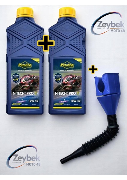 2 Adet N-Tech Pro R+ Tam Sentetik 4 Zamanlı 10W40 Motosiklet Yağı + Yağ Dolum Aparatı