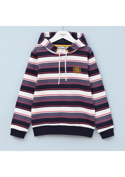 Erkek Çocuk Şardonsuz Uzun Kol Ince Kapşonlu Tişört - 16224 - Lacivert