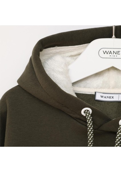 Erkek Çocuk Uzun Kol Kalın Kapşonlu Tişört - 16549 - Haki modelleri