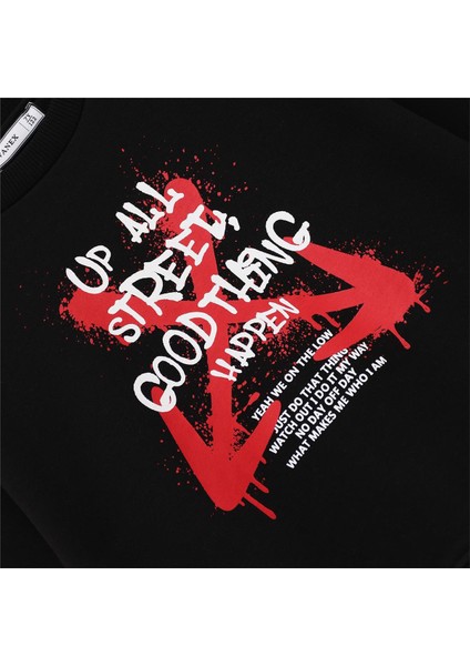 Erkek Çocuk Uzun Kol Kalın Bisiklet Yaka Tişört - 16676 - Siyah fiyatları