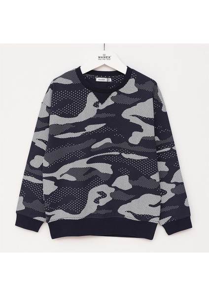 Erkek Çocuk Uzun Kol Ince Bisiklet Yaka Tişört - 16666 - Lacivert