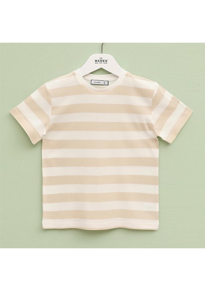Erkek Çocuk Kısa Kol Ince Tişört - B-E165 - Krem