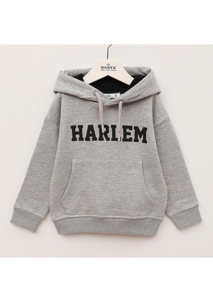 Erkek Çocuk Uzun Kol Kalın Kapşonlu Tişört - 17074 - Melanj