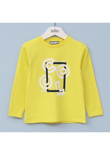 Erkek Çocuk Şardonsuz Uzun Kol Ince Tişört - 15541 - Fıstık Yeşili
