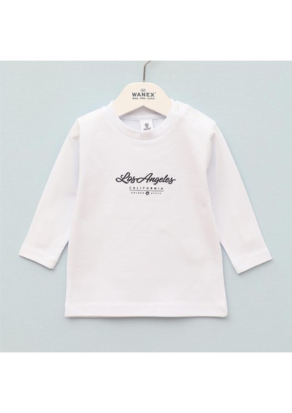 Erkek Çocuk Şardonsuz Uzun Kol Ince Tişört - 16777 - Beyaz