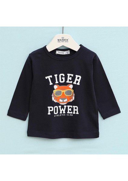 Erkek Çocuk Şardonsuz Uzun Kol Ince Tişört - 16778 - Lacivert