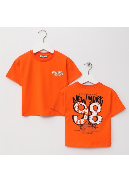 Erkek Çocuk Kısa Kol Tişört - 16766 - Oranj