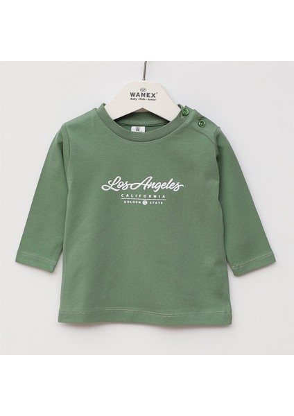 Erkek Çocuk Şardonsuz Uzun Kol Ince Tişört - 16777 - Haki