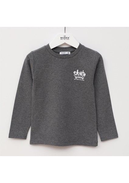 Erkek Çocuk Uzun Kol Ince Tişört - 16817 - Antrasit
