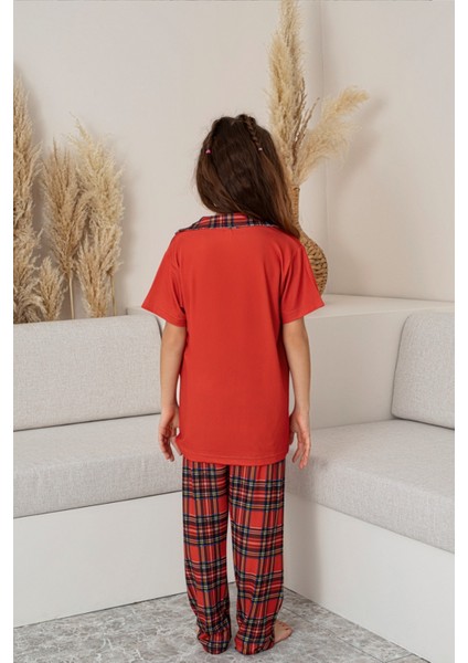 Anne Kız Kombin Kısa Kollu Ekoseli Gömlek Pijama Takımı (Anne Kız Ayrı Satılır) indirimleri