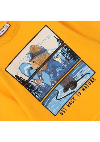 Erkek Çocuk Şardonlu Uzun Kol Kalın Bisiklet Yaka Tişört - 16466 - Sarı fiyatları