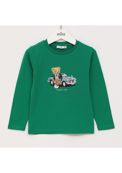 Erkek Çocuk O Yaka Uzun Kol Ince Tişört - (2 Yaş-7 Yaş) - 16623 - Yeşil
