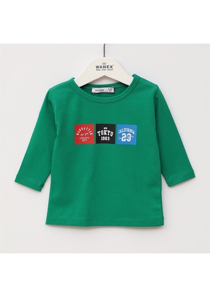 Erkek Çocuk Uzun Kol Ince Tişört - 16779 - Yeşil