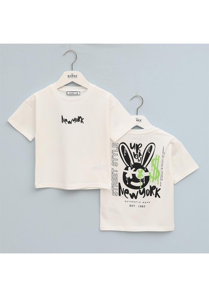 Erkek Çocuk Kısa Kol Tişört - 16941 - Vanilya