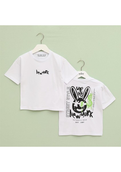 Erkek Çocuk Kısa Kol Tişört - 16941 - Beyaz