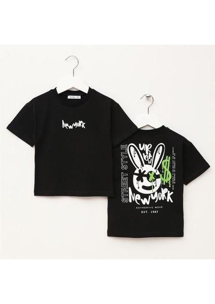 Erkek Çocuk Kısa Kol Tişört - 16941 - Siyah