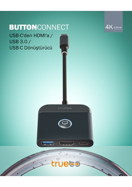 ButtonConnect 3in1 Aç/Kapa Tuşu HDMI Hub