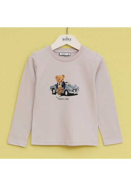 Erkek Çocuk O Yaka Uzun Kol Ince Kışlık Tişört - (2 Yaş-7 Yaş) - 16623 - Gri