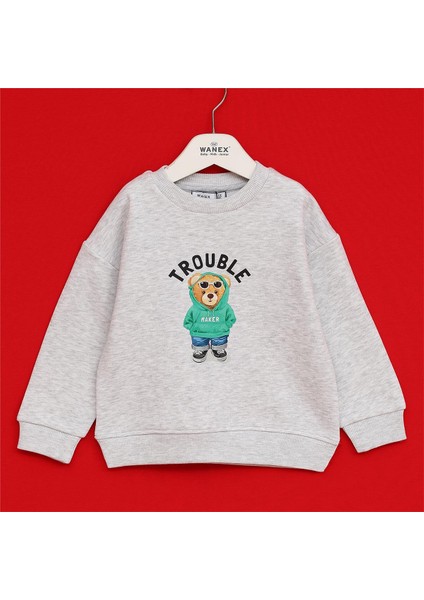 Erkek Çocuk O Yaka Uzun Kol Kalın Kışlık Tişört - (2 Yaş-7 Yaş) - 16652 - Melanj