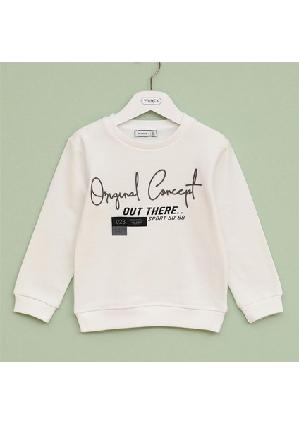 Erkek Çocuk O Yaka Uzun Kol Kalın Kışlık Tişört - (5 Yaş-10 Yaş) - 16514 - Vanilya