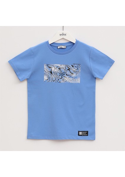Erkek Çocuk Kısa Kol Yazlık Tişört - (9 Yaş-14 Yaş) - 16248 - Mavi