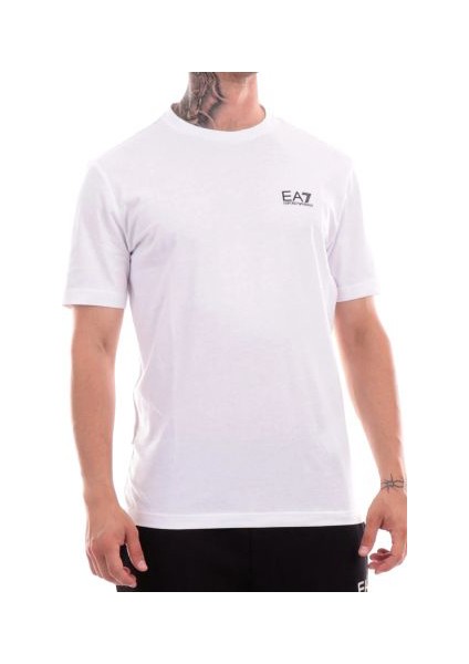 Erkek Ea7 Bisiklet Yaka T-Shirt - Beyaz