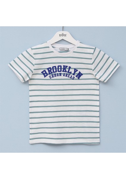 Erkek Çocuk Kısa Kol Yazlık Tişört - (7 Yaş-12 Yaş) - 15804 - Çağla Yeşili - Vanilya