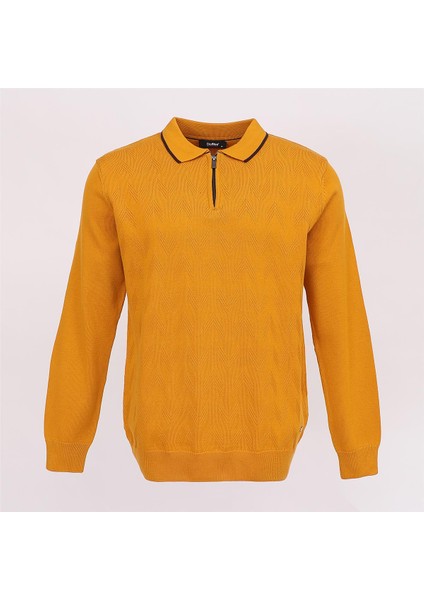 Erkek Şardonsuz Uzun Kol Ince Polo Yaka Kazak - 189009 - Koyu Mango