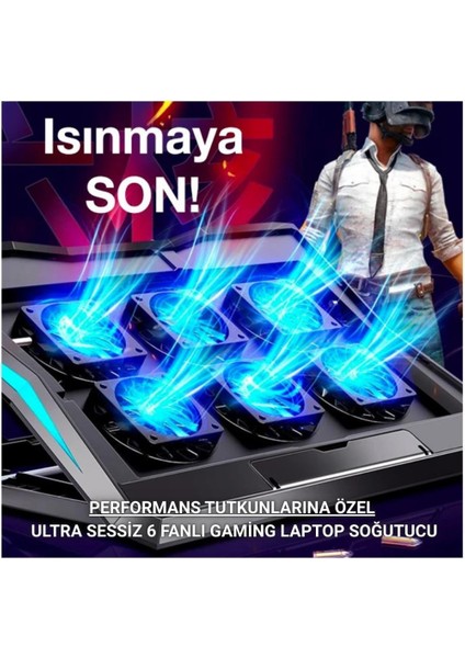 Ultra Sessiz 6 Fanlı Gaming Laptop Soğutucu, Süper Soğutucu LED Işıklı Dayanıklı Laptop Standı fiyatları