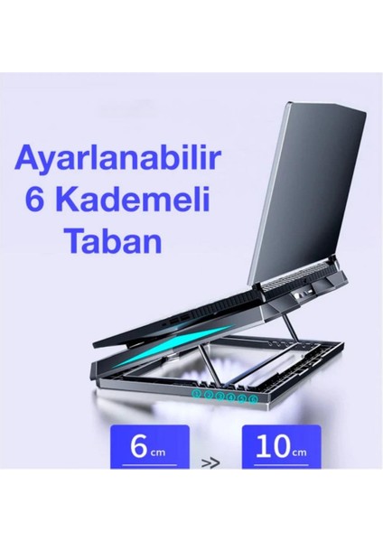 Ultra Sessiz 6 Fanlı Gaming Laptop Soğutucu, Süper Soğutucu LED Işıklı Dayanıklı Laptop Standı fırsatları