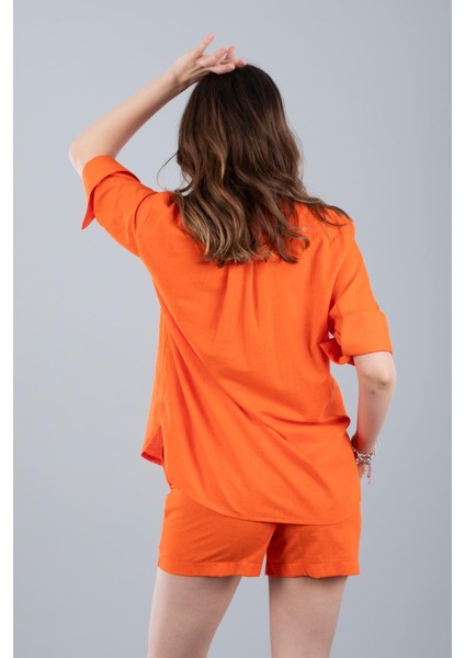 P. Keten Şort Takım Oranj modelleri
