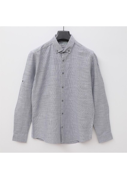 Erkek Şardonsuz Uzun Kol Ince Gömlek - (M-2xl) - 11-1787 - Lacivert