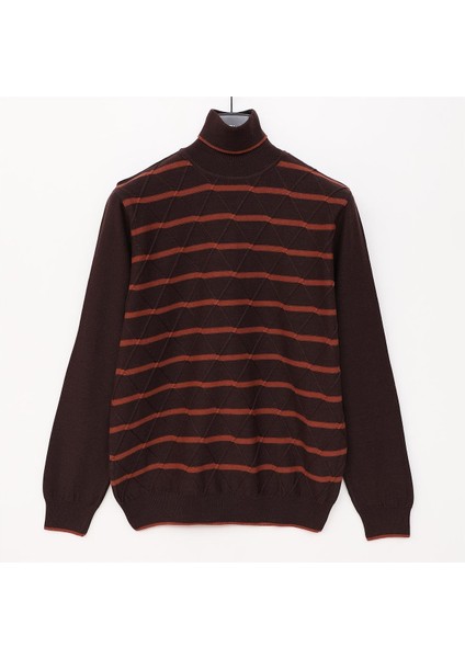 Erkek Şardonsuz Uzun Kol Ince Balıkçı Sweatshirt - 189232 - Kahverengi