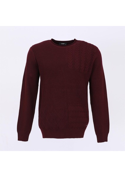 Erkek Uzun Kol Ince Sweatshirt - 189407 - Koyu Bordo