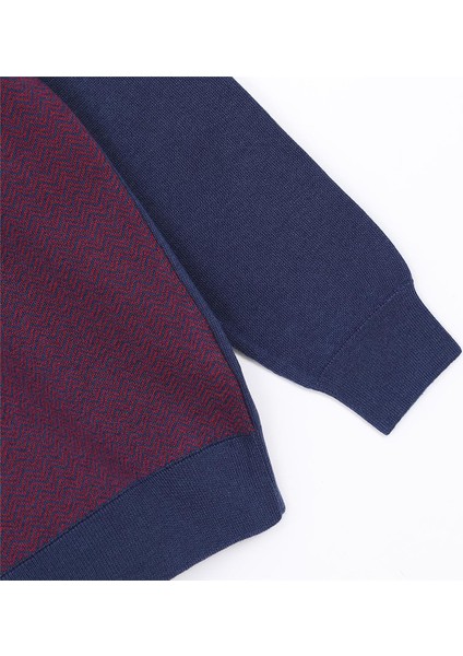Erkek Şardonsuz Uzun Kol Ince Polo Yaka Sweatshirt - 180813 - Marine - Bordo modelleri