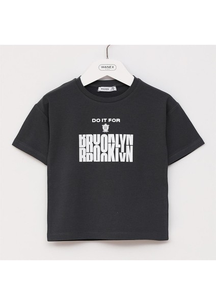 Erkek Çocuk O Yaka Kısa Kol Yazlık Tişört - (2 Yaş-7 Yaş) - 16585 - Füme