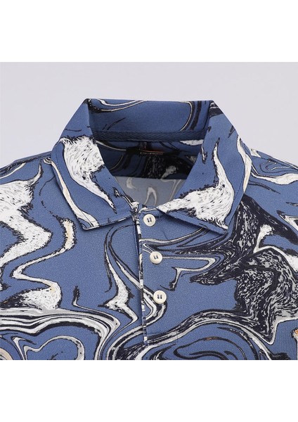 Erkek Kısa Kol Polo Yaka Tişört - PLD-476 - Indigo fiyatları