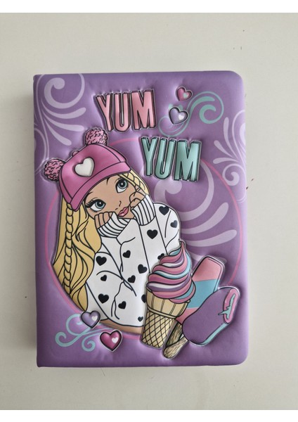 Mor Kız Görselli Yum Yum Puf Defter- 96YP -1 Adet