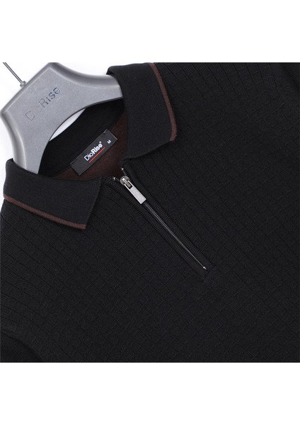 Erkek Polo Yaka Triko Uzun Kol Ince Kazak - (M-2xl) - 180972 - Siyah fiyatları