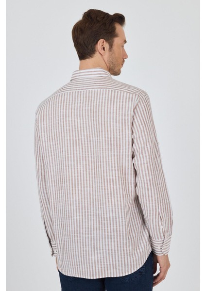 Kahverengi Kısalabilir Kol Cepsiz Pamuk Casual Comfort Fit Gömlek 1004250128 indirimleri