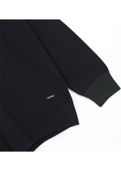 Erkek Polo Yaka Triko Uzun Kol Ince Kazak - (M-2xl) - 180972 - Lacivert modelleri