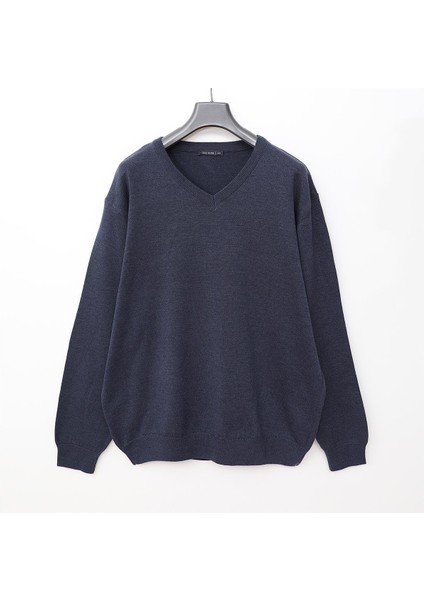 Erkek Uzun Kol Ince Sweatshirt - B180916 - Koyu Indigo Melanj