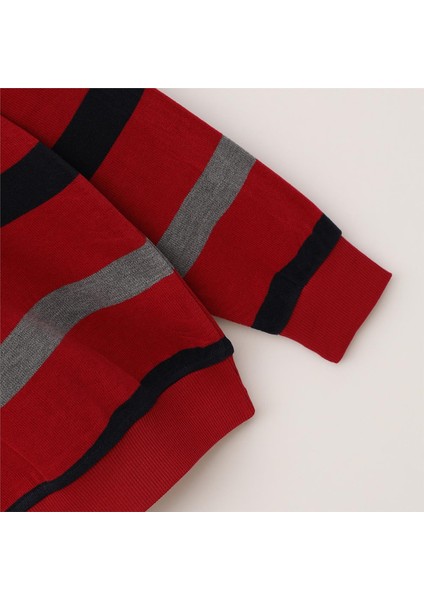 Erkek Uzun Kol Ince Polo Yaka Sweatshirt - CZT-118 - Kırmızı modelleri