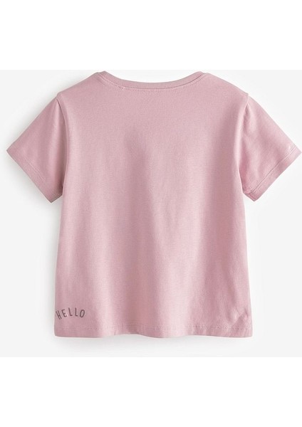 % 100 Pamuklu Pembe Ayı Desenli Kısa Kollu 4’lü Thsirt Set fiyatları